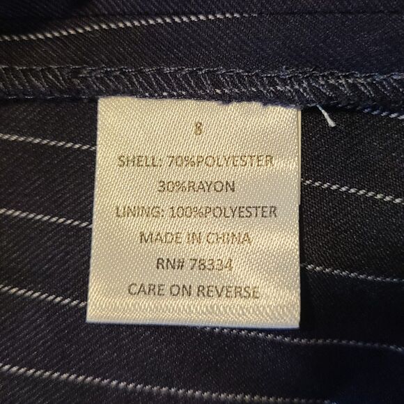 Estee Lauder Navy Blue Pinstripe Tulip Style Fit & Flare Vintage Dress, Size 8 - Picture 10 of 10